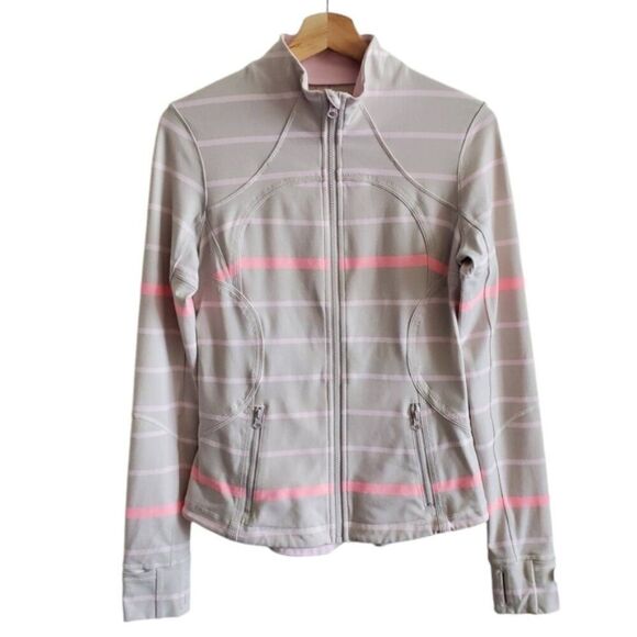 Lululemon Striped Heathered Barely Pink Forme Jacket Size 8 - Picture 1 of 12